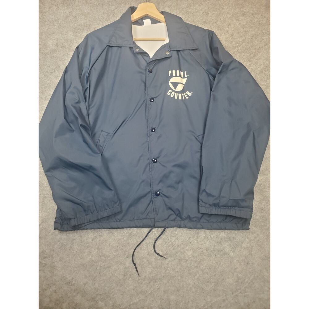 Vintage Prowl Counter Men's Large Navy Blue Windbreaker Snap Front